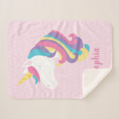 Cute Unicorn Polka Dot Personalized Sherpa Deken (Voorkant (horizontaal))