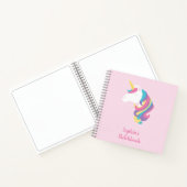 Cute Unicorn Polka Dot Personalized Sketchbook Notitieboek (Binnen)