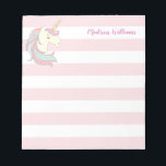 Cute Unicorn Pony Magic Fantasy Girly Pink Stripes Notitieblok<br><div class="desc">Cute Unicorn Pony Magic Fantasy Girly Pink Stripes Notitieblok</div>