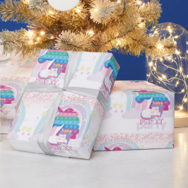 Cute Unicorn Pop It Birthday Party Cadeaupapier
