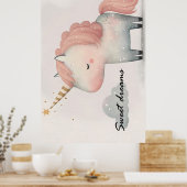 Cute Unicorn poster (Keuken)