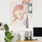 Cute Unicorn poster (Thuiskantoor)