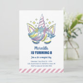 Cute Unicorn Princess Kinder Girls Birthday Kaart (Staand voorkant)