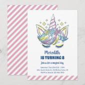 Cute Unicorn Princess Kinder Girls Birthday Kaart (Voorkant / Achterkant)