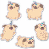Cute Unicorn Pugs Sticker (Voorkant)