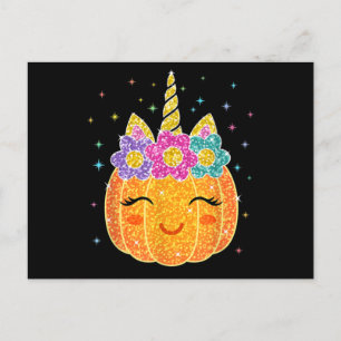 Cute Unicorn Pumpkin Halloween Thanksgiving Briefkaart