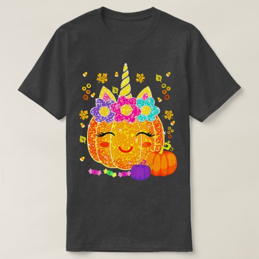 Cute Unicorn Pumpkin Halloween Thanksgiving Funny T-shirt (Design voorkant)