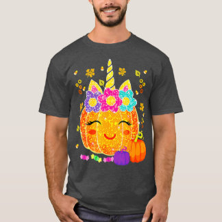 Cute Unicorn Pumpkin Halloween Thanksgiving Funny T-shirt