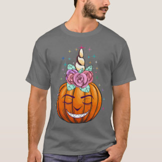Cute Unicorn Pumpkin Halloween Thanksgiving Gift H T-shirt