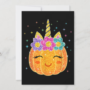 Cute Unicorn Pumpkin Halloween Thanksgiving Kaart