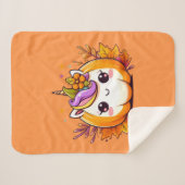 Cute Unicorn Pumpkin Sherpa Deken (Voorkant (horizontaal))