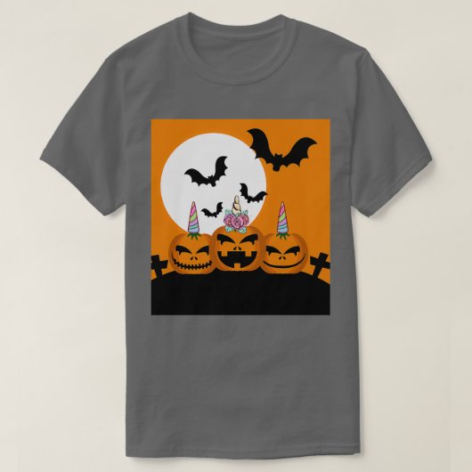 Cute Unicorn Pumpkin voor Halloween T-shirt (Design voorkant)