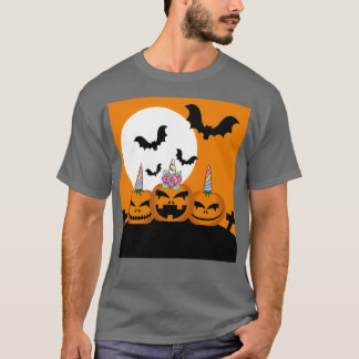 Cute Unicorn Pumpkin voor Halloween T-shirt