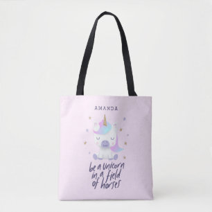 Cute Unicorn Quote Naam toevoegen Tote Bag