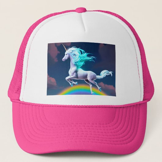 Cute Unicorn Raibow Clouds Trucker Pet (Voorkant)