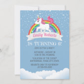 Cute Unicorn & Rainbow Birthday Party Kaart (Voorkant)