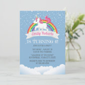 Cute Unicorn & Rainbow Birthday Party Kaart (Staand voorkant)