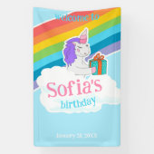 Cute Unicorn Rainbow Birthday Welcome Banner (Verticaal)