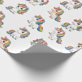 Cute Unicorn Rainbow Birthday Wrap Cadeaupapier (Hoek)