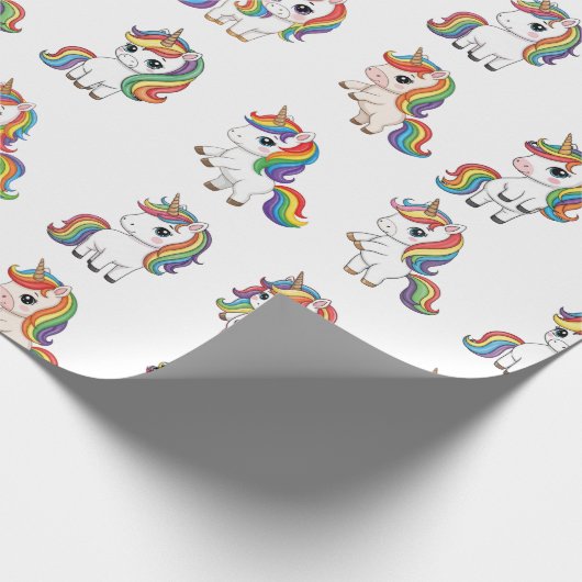 Cute Unicorn Rainbow Birthday Wrap Cadeaupapier (Hoek)