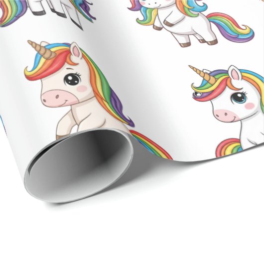 Cute Unicorn Rainbow Birthday Wrap Cadeaupapier (Rol Hoek)