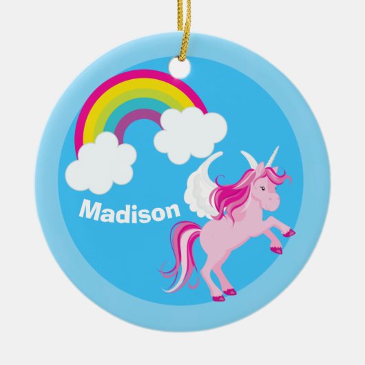 Cute Unicorn Rainbow Custom Keramisch Ornament (Voorkant)