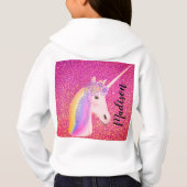 Cute Unicorn Rainbow Fantasy Pink Glitter Name (Achterkant)