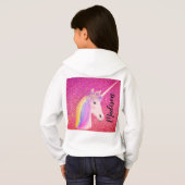 Cute Unicorn Rainbow Fantasy Pink Glitter Name (Achterkant volledig)