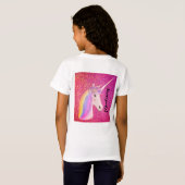 Cute Unicorn Rainbow Fantasy Pink Glitter Name T-shirt (Achterkant volledig)