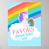Cute Unicorn Rainbow Favors Birthday Poster (Voorkant)