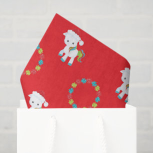 Cute Unicorn Rainbow Floral-kerstFeestdagen Tissuepapier