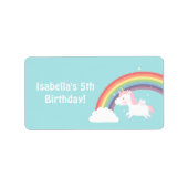 Cute Unicorn Rainbow Girls Birthday Party Etiket (Voorkant)