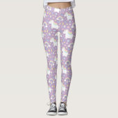 Cute Unicorn Rainbow Girls Paarse Leggings (Voorkant)