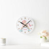 Cute Unicorn Rainbow Girls Room Decor Wall Clock Ronde Klok (Huis)