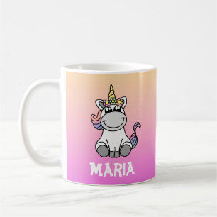 Cute Unicorn Rainbow Gradient Personeelsbenaming Koffiemok
