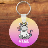 Cute Unicorn Rainbow Gradient Personeelsbenaming Sleutelhanger (Voorkant)