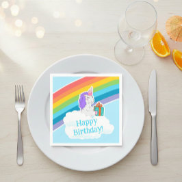 Cute Unicorn Rainbow Happy Birthday Party Napkin Servet