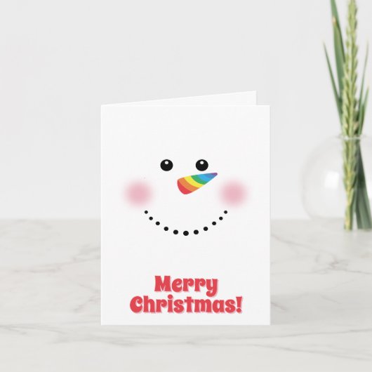 Cute Unicorn Rainbow Horn Nose Snowman Kaart (Voorkant)