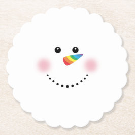 Cute Unicorn Rainbow Horn Nose Snowman Kartonnen Onderzetters