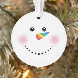 Cute Unicorn Rainbow Horn Nose Snowman Ornament