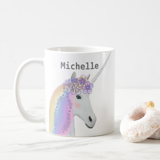 Cute Unicorn Rainbow Hot Chocolate Kind Mok (Met donut)