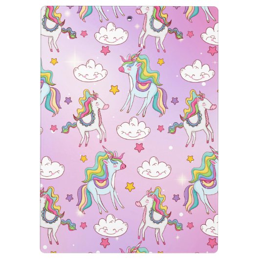 Cute Unicorn Rainbow Klembord (Achterkant)