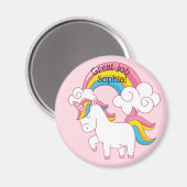 Cute Unicorn Rainbow op de roze kunstschool Magneet (Voorkant / Achterkant)