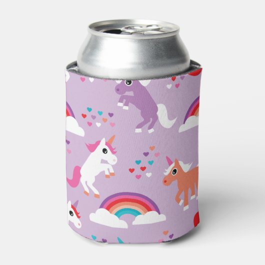 Cute Unicorn Rainbow Paars Blikjeskoeler (Blikje Voorkant)