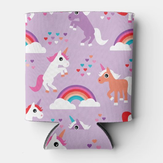 Cute Unicorn Rainbow Paars Blikjeskoeler (Voorkant)