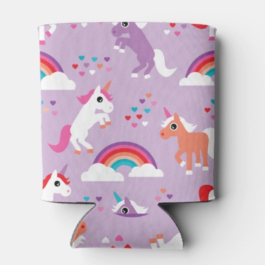 Cute Unicorn Rainbow Paars Blikjeskoeler (Achterkant)