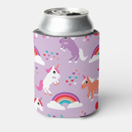 Cute Unicorn Rainbow Paars Blikjeskoeler (Blikje Achterkant)