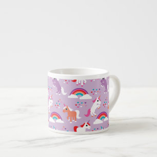 Cute Unicorn Rainbow Paars Espresso Kop