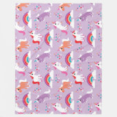 Cute Unicorn Rainbow Paars Fleece Deken (Voorkant)