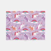 Cute Unicorn Rainbow Paars Fleece Deken (Voorkant (Horizontaal))